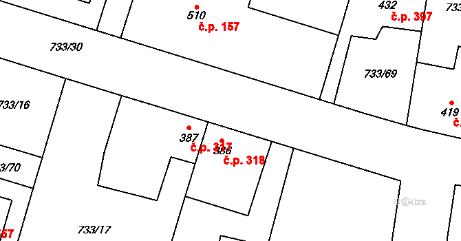 Zásmuky 318 na parcele st. 386 v KÚ Zásmuky, Katastrální mapa
