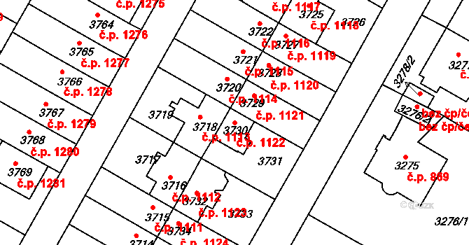 Dejvice 1122, Praha na parcele st. 3730 v KÚ Dejvice, Katastrální mapa