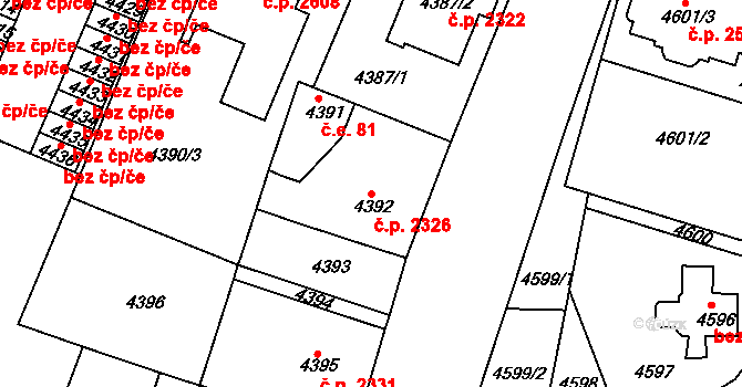 Dejvice 2326, Praha na parcele st. 4392 v KÚ Dejvice, Katastrální mapa