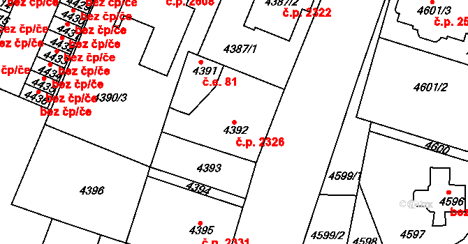 Dejvice 2326, Praha 10 na parcele st. 4392 v KÚ Dejvice, Katastrální mapa