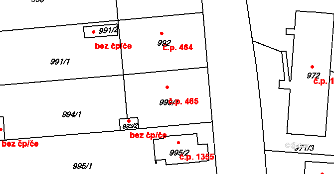 České Budějovice 6 465, České Budějovice na parcele st. 993/1 v KÚ České Budějovice 6, Katastrální mapa