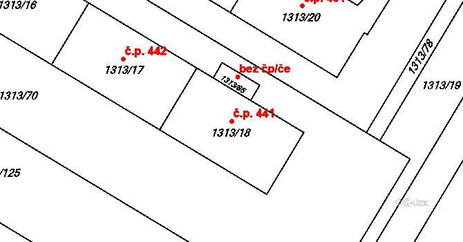 Bukovice 441, Jeseník na parcele st. 1313/18 v KÚ Bukovice u Jeseníka, Katastrální mapa