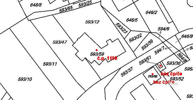 Liberec XIV-Ruprechtice 1198, Liberec na parcele st. 593/59 v KÚ Ruprechtice, Katastrální mapa