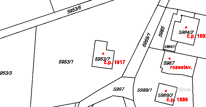 Rychvald 1917 na parcele st. 5953/7 v KÚ Rychvald, Katastrální mapa
