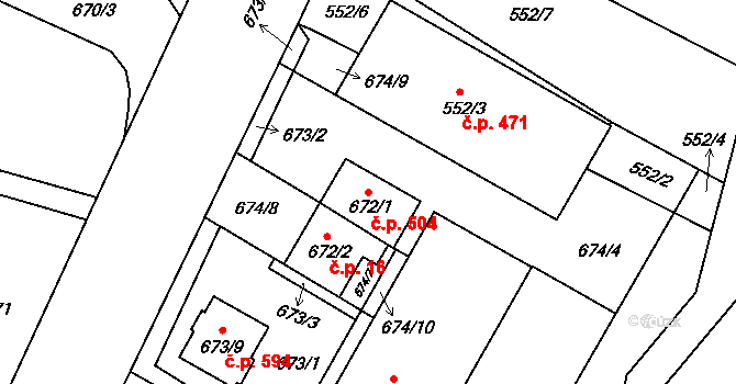 Liberec XXIII-Doubí 504, Liberec na parcele st. 672/1 v KÚ Doubí u Liberce, Katastrální mapa