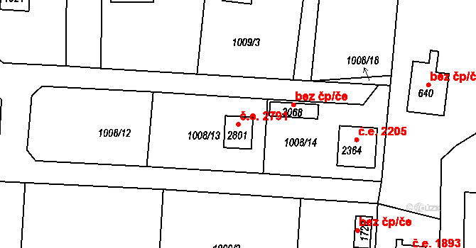 Litice 2791, Plzeň na parcele st. 2801 v KÚ Valcha, Katastrální mapa