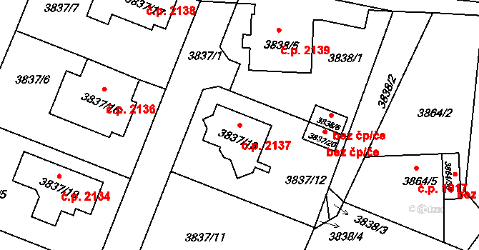 Předměstí 2137, Litoměřice na parcele st. 3837/13 v KÚ Litoměřice, Katastrální mapa