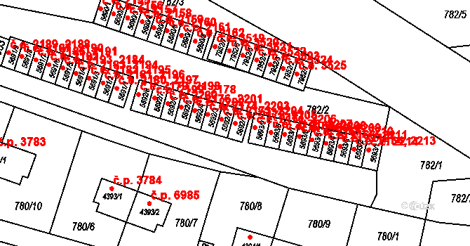 Zlín 2172,2205 na parcele st. 5692/1 v KÚ Zlín, Katastrální mapa