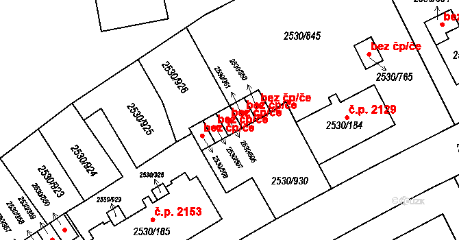 Opava 38100592 na parcele st. 2530/506 v KÚ Opava-Předměstí, Katastrální mapa