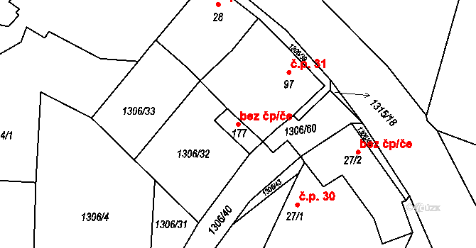 Bošilec 42624592 na parcele st. 177 v KÚ Bošilec, Katastrální mapa