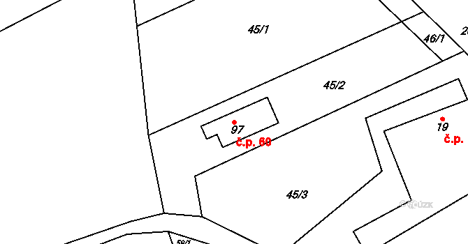 Čížkov 60 na parcele st. 97 v KÚ Čížkov, Katastrální mapa