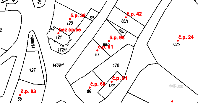 Vršovice 51 na parcele st. 67 v KÚ Vršovice u Opavy, Katastrální mapa