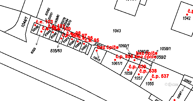 Kunovice 47189592 na parcele st. 1061/2 v KÚ Kunovice u Uherského Hradiště, Katastrální mapa