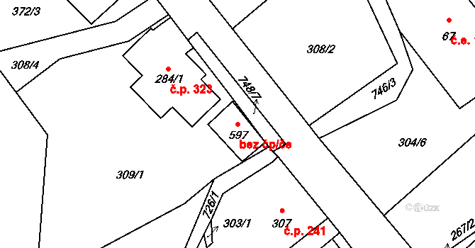 Bedřichov 51777592 na parcele st. 597 v KÚ Bedřichov u Jablonce nad Nisou, Katastrální mapa