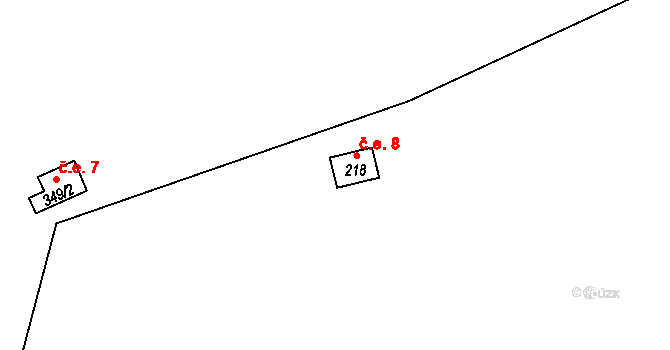 Kovářov 8, Bojanov na parcele st. 218 v KÚ Kovářov u Seče, Katastrální mapa