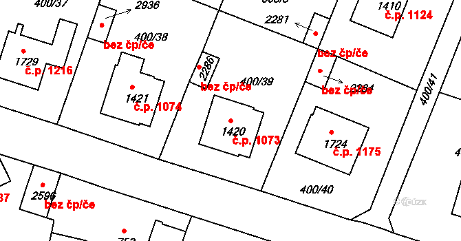 Milevsko 1073 na parcele st. 1420 v KÚ Milevsko, Katastrální mapa