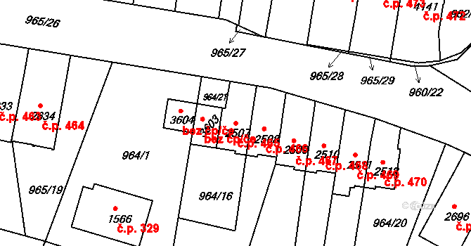 Týnské Předměstí 465, Domažlice na parcele st. 2507 v KÚ Domažlice, Katastrální mapa