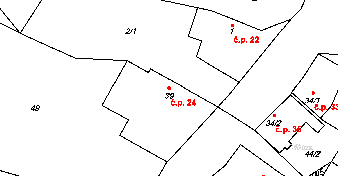 Křemačov 24, Mohelnice na parcele st. 39 v KÚ Křemačov, Katastrální mapa