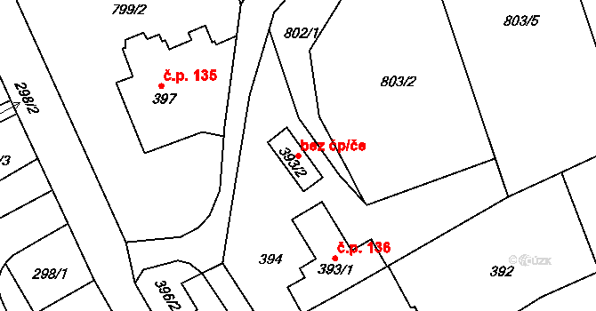 Olomučany 81713592 na parcele st. 393/2 v KÚ Olomučany, Katastrální mapa