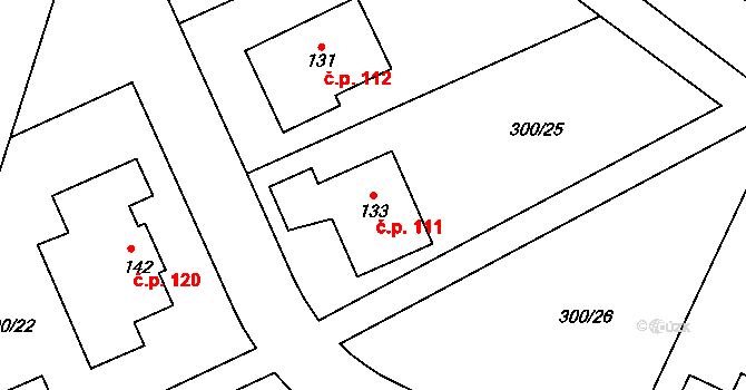 Chlístov 111 na parcele st. 133 v KÚ Chlístov u Rokytnice nad Rokytnou, Katastrální mapa