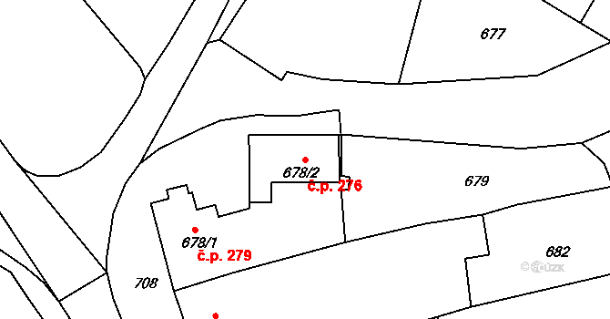 Borkovany 276 na parcele st. 678/2 v KÚ Borkovany, Katastrální mapa