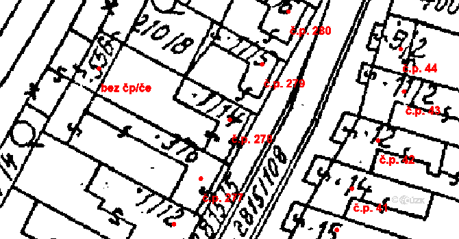 Kostice 278 na parcele st. 1/14 v KÚ Kostice, Katastrální mapa