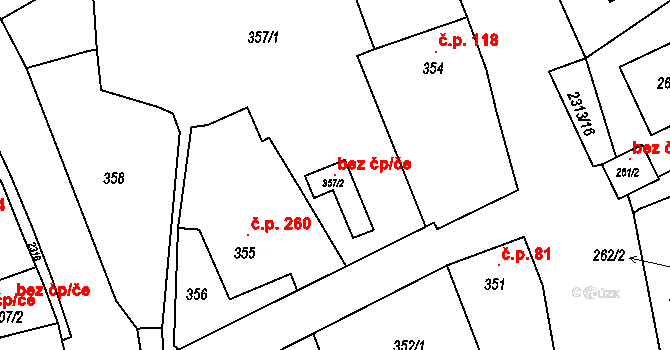 Studénka 107085593 na parcele st. 357/2 v KÚ Studénka nad Odrou, Katastrální mapa