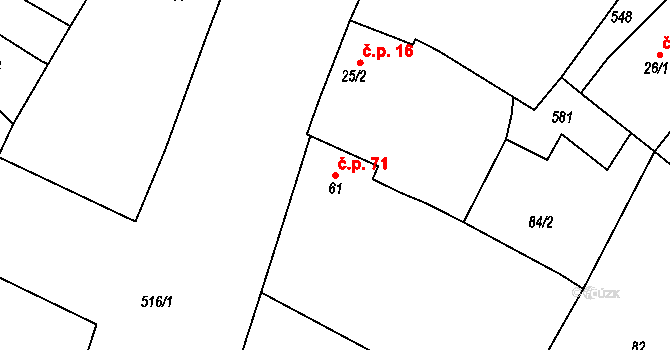 Chvalovice 71, Kovanice na parcele st. 61 v KÚ Chvalovice u Nymburka, Katastrální mapa