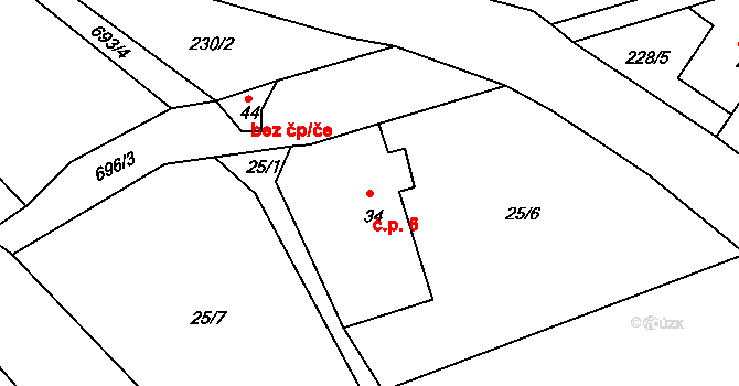 Lípa 6, Merklín na parcele st. 34 v KÚ Lípa, Katastrální mapa