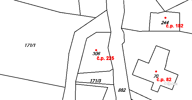 Hraničná 225, Janov nad Nisou na parcele st. 306 v KÚ Hraničná nad Nisou, Katastrální mapa