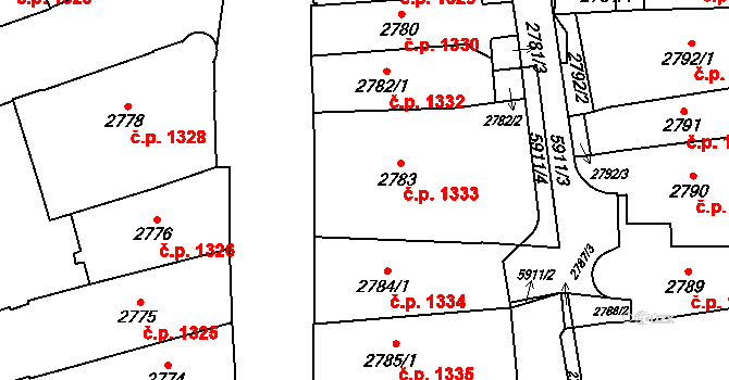 Jihlava 1333 na parcele st. 2783 v KÚ Jihlava, Katastrální mapa