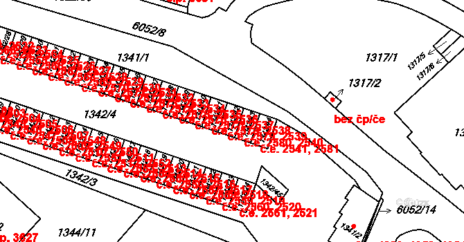 Jihlava 2539,2579 na parcele st. 1342/42 v KÚ Jihlava, Katastrální mapa