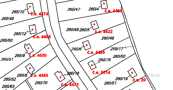 Helenín 4486, Jihlava na parcele st. 260/6 v KÚ Helenín, Katastrální mapa