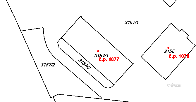 Pod Bezručovým vrchem 1077, Krnov na parcele st. 3154/1 v KÚ Krnov-Horní Předměstí, Katastrální mapa