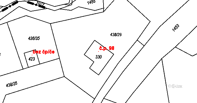 Štíhlice 98 na parcele st. 330 v KÚ Štíhlice, Katastrální mapa