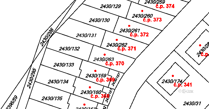 Dačice V 370, Dačice na parcele st. 2430/263 v KÚ Dačice, Katastrální mapa