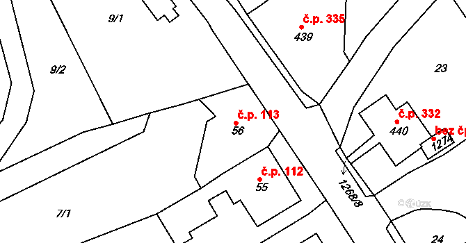 Hejnice 113 na parcele st. 56 v KÚ Hejnice, Katastrální mapa