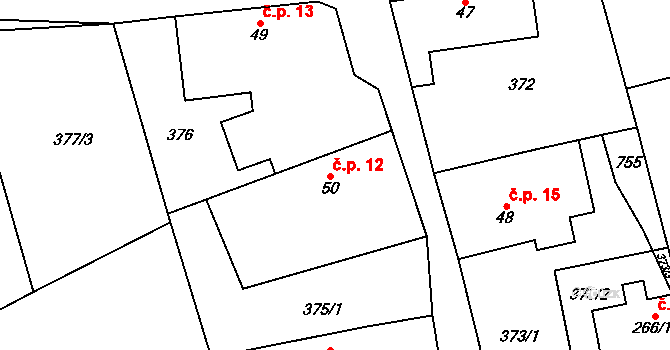 Malý Chlumec 12, Velký Chlumec na parcele st. 50 v KÚ Velký Chlumec, Katastrální mapa