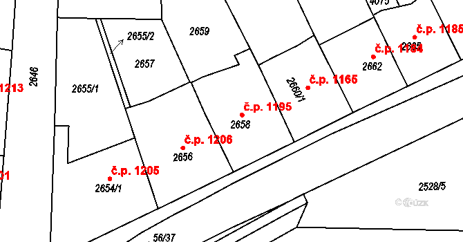 Tachov 1195 na parcele st. 2658 v KÚ Tachov, Katastrální mapa