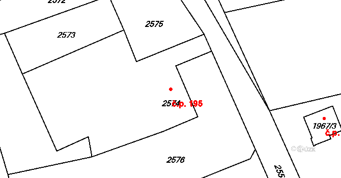 Lutyně 195, Orlová na parcele st. 2574 v KÚ Horní Lutyně, Katastrální mapa