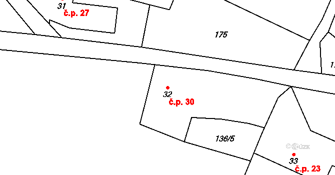Kamenná Lhota 30, Borotín na parcele st. 32 v KÚ Kamenná Lhota u Borotína, Katastrální mapa