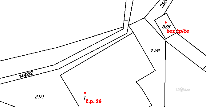 Arnoštov 26, Křišťanov na parcele st. 1 v KÚ Křišťanov, Katastrální mapa