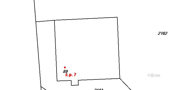 Krasíkov 7 na parcele st. 89 v KÚ Krasíkov, Katastrální mapa