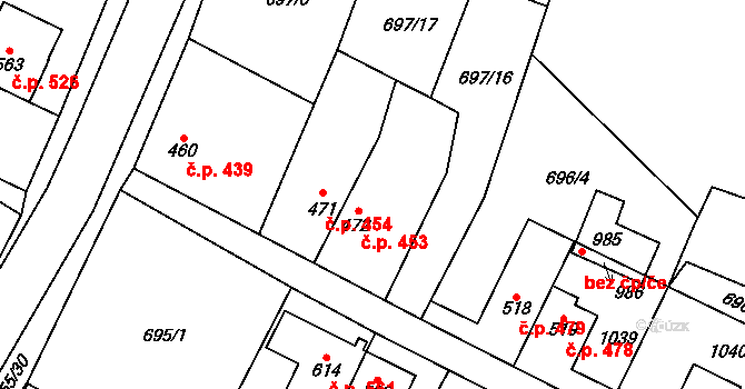 Kovářská 453 na parcele st. 472 v KÚ Kovářská, Katastrální mapa