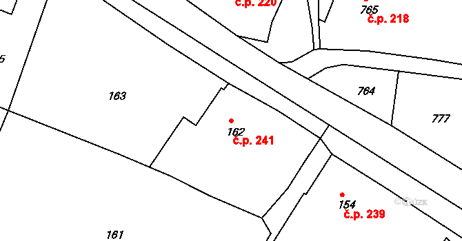 Radiměř 241 na parcele st. 162 v KÚ Radiměř, Katastrální mapa