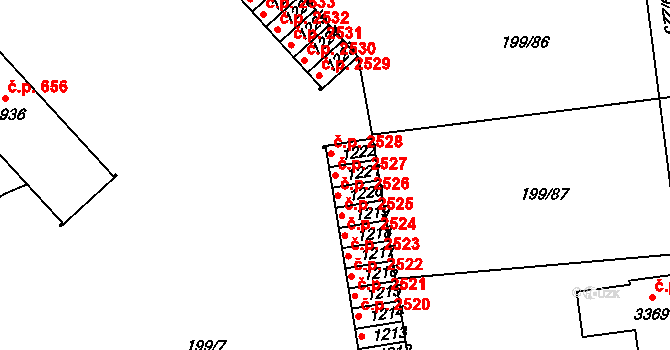 Sezimovo Ústí 2527 na parcele st. 1221 v KÚ Sezimovo Ústí, Katastrální mapa