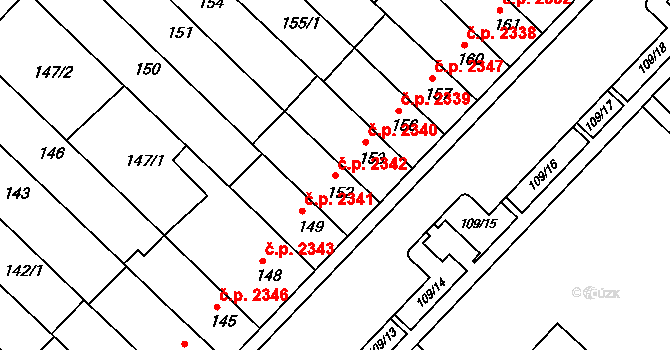 Chomutov 2342 na parcele st. 152 v KÚ Chomutov II, Katastrální mapa