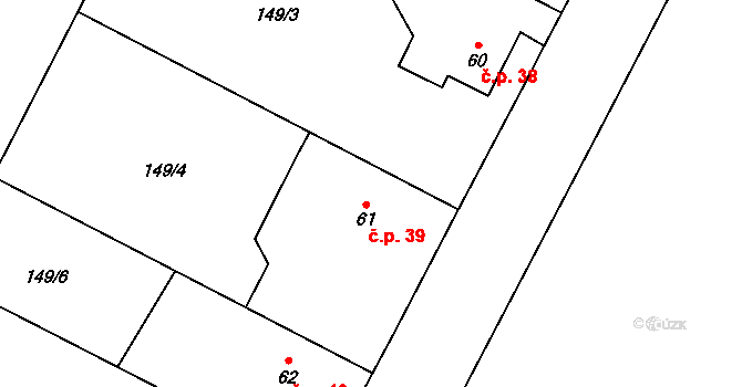 Milostovice 39, Opava na parcele st. 61 v KÚ Milostovice, Katastrální mapa
