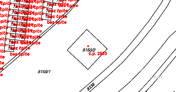 Líšeň 2553, Brno na parcele st. 8150/2 v KÚ Líšeň, Katastrální mapa