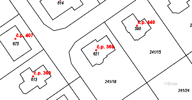 Štoky 368 na parcele st. 621 v KÚ Štoky, Katastrální mapa